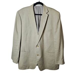 Calvin Klein 48 R Beige Linen Sport Coat‎ Jacket Classic Business Casual Preppy